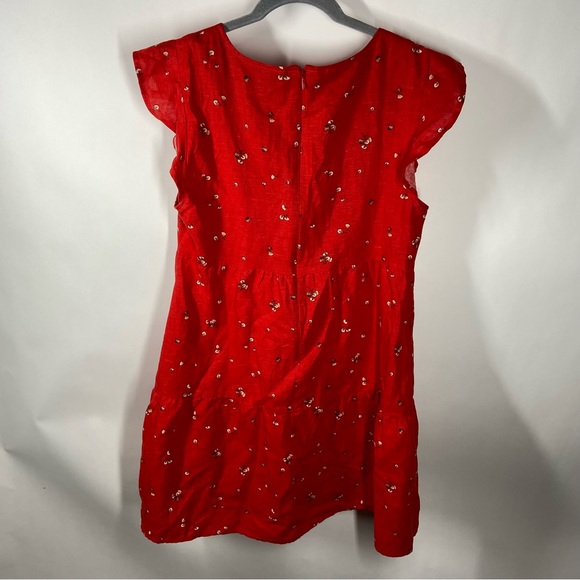 Goodthreads Small Relaxed Fit Washed Linen Blend Flutter Sleeve Boho Print Dress - Picture 4 of 8